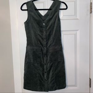 Olive Green Button-Up Corduroy Dress